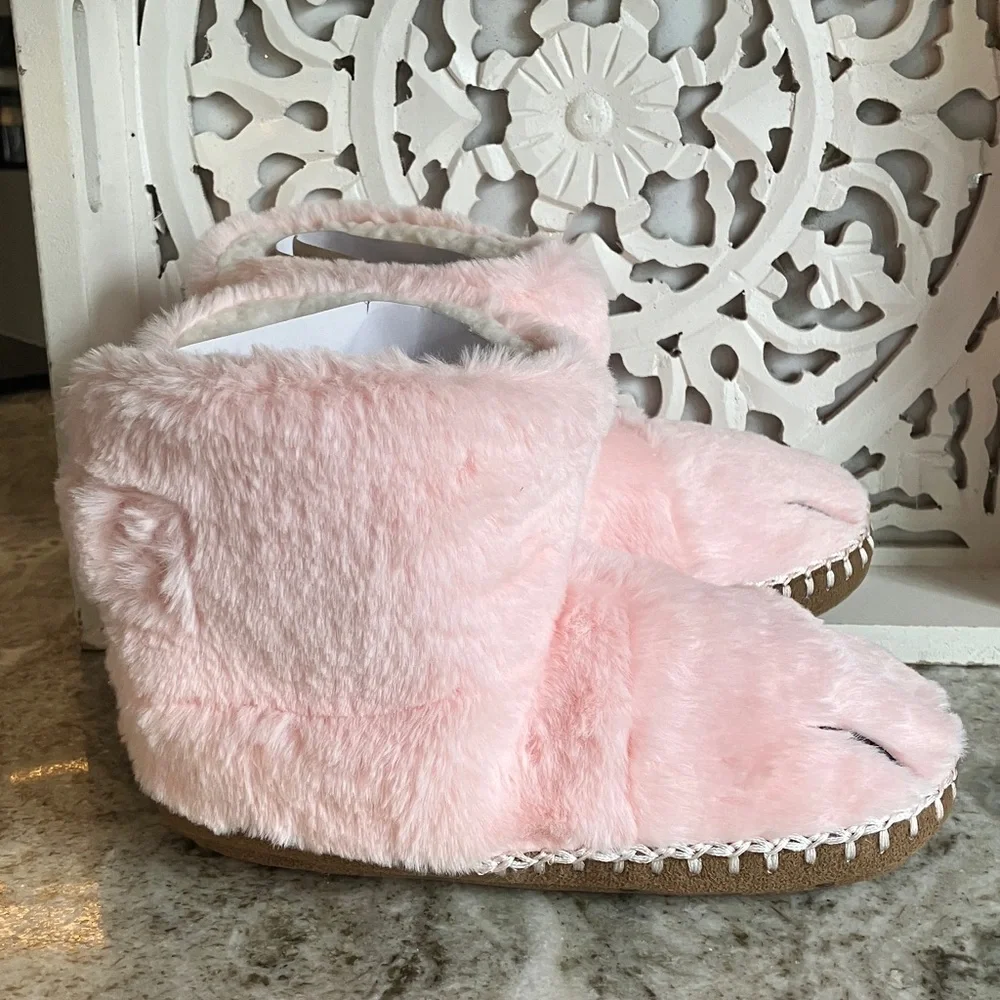 🇺🇸4 For $20 Nanna Andersson Pink Fuzzy Bear Paw Slippers Size 2Y-3Y NWT